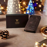 MATADOR MADRID Geldbörse Damen XXL Groß Leder TüV RFID Dunkel-Braun