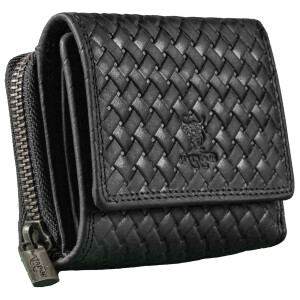 MATADOR CHIQUITO Leder Geldbörse klein Damen RFID Flecht Prägung Schwarz