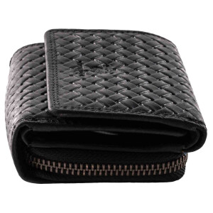 MATADOR CHIQUITO Leder Geldbörse klein Damen RFID Flecht Prägung Schwarz