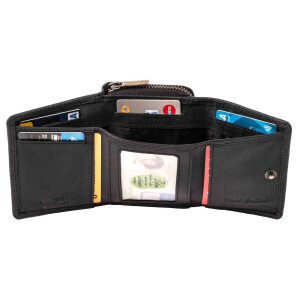 MATADOR CHIQUITO Leder Geldbörse klein Damen RFID Flecht Prägung Schwarz