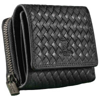 MATADOR CHIQUITO Leder Geldbörse klein Damen RFID Flecht Prägung Schwarz