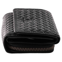 MATADOR CHIQUITO Leder Geldbörse klein Damen RFID Flecht Prägung Schwarz