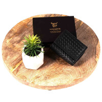 MATADOR CHIQUITO Leder Geldbörse klein Damen RFID Flecht Prägung Schwarz