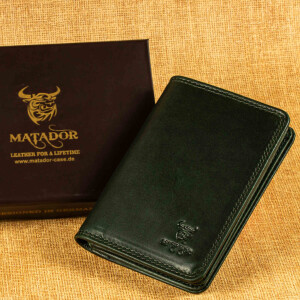MATADOR PORTO Leder Kartenetui RFID TüV Ausweishülle Herren Grün