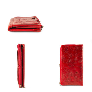 MATADOR PUEBLA Geldbörse Damen Leder Groß RFID TüV Blumen Rot