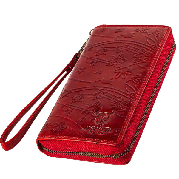 MATADOR CADIZ XL Leder Damen Geldbörse Portemonnaie Blumen Rot