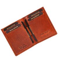 MATADOR Leder Minigeldbörse CHICAGO Mini Portemonnaie RFID Vintage Braun