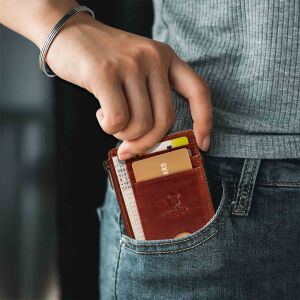 MATADOR MONTREAL Minigeldbörse Leder Kartenetui RFID Vintage Braun