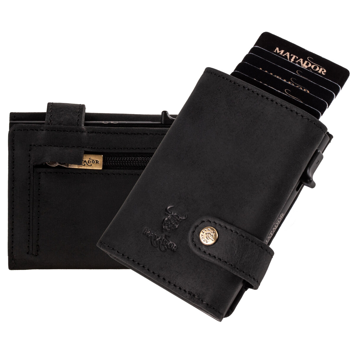MATADOR Leder Slim Wallet LONDON PopUP RFID Schwarz