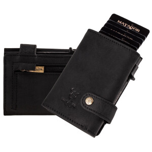 MATADOR Leder Slim Wallet LONDON Pop-UP RFID Schwarz