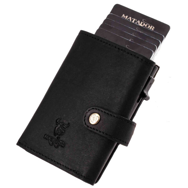 MATADOR Leder Slim Wallet TOKIO Pop-Up Funktion RFID Schwarz