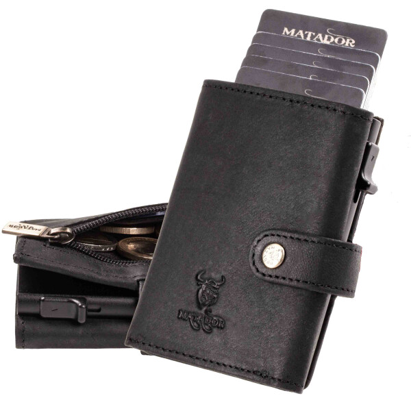 MATADOR TOKIO Leder Slim Wallet Pop-Up Funktion RFID Schwarz
