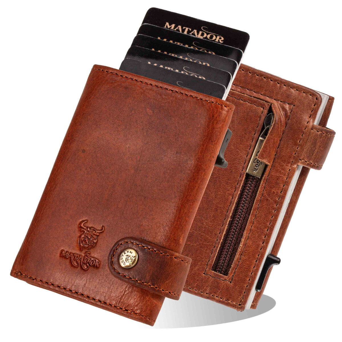MATADOR Leder Slim Wallet LONDON PopUp Funktion RFID Braun