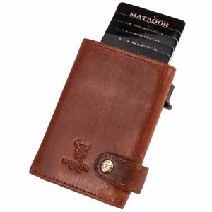 MATADOR Leder Slim Wallet LONDON Pop-Up Funktion RFID Braun