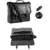 MATADOR XXL Leder Umhängetasche DUBAI Laptoptasche 18 Zoll Schwarz