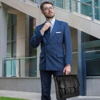 MATADOR XXL Leder Umhängetasche DUBAI Laptoptasche 18 Zoll Schwarz