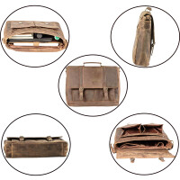 MATADOR Leder Umhängetasche DUBAI Laptoptasche 18 Zoll Hunter Braun