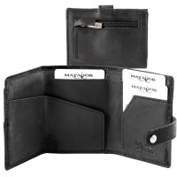 MATADOR Leder Slim Wallet MANCHESTER Trifold Schwarz RFID