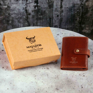 MATADOR Leder Slim Wallet MANCHESTER Trifold Vintage Braun RFID