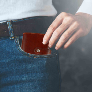 MATADOR Leder Slim Wallet MANCHESTER Trifold Vintage Braun RFID