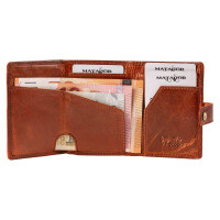 MATADOR Leder Slim Wallet MANCHESTER Trifold Vintage Braun RFID