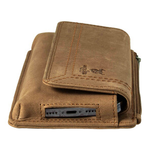 MATADOR Leder Handytasche Magnetverschluss bis 6.9 Zoll Hell-Braun