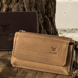 MATADOR Leder Handytasche Magnetverschluss bis 6.9 Zoll Hell-Braun