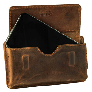MATADOR Leder Handytasche mit Magnetverschluss bis 6.9 Zoll Braun