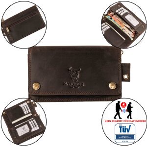 MATADOR DALLAS Biker Leder Geldbörse mit Kette RFID Dunkel-Braun