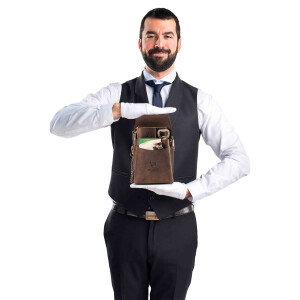 MATADOR VICIO Kellnerbörse mit Kette Leder Profi-Kellner-Set Dunkel-Braun