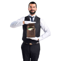 MATADOR VICIO Kellnerbörse mit Kette Leder Profi-Kellner-Set Dunkel-Braun