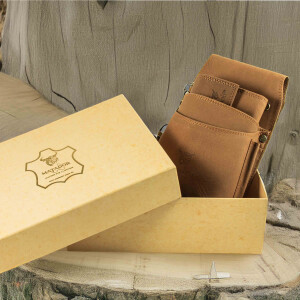 MATADOR VICIO Kellnerbörse mit Kette Leder Profi-Kellner-Set Hell-Braun