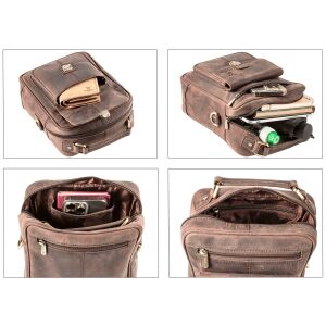 MATADOR Leder Umhängetasche Tablettasche 10.5 Zoll Dunkel Braun