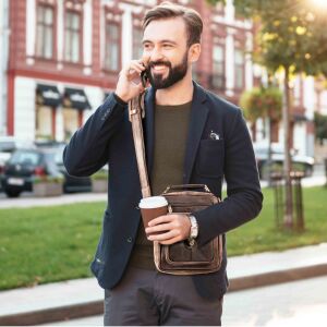 MATADOR Leder Umhängetasche Tablettasche 10.5 Zoll Dunkel Braun