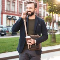 MATADOR Leder Umhängetasche Tablettasche 10.5 Zoll Dunkel Braun