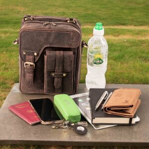 MATADOR Leder Tablettasche Umhängetasche Schultertasche Dunkel Braun