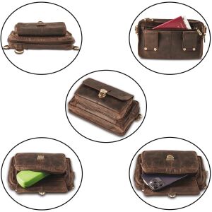 MATADOR Leder Handy Bauchtasche KAIRO 3 in 1 Dunkel Braun
