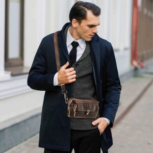 MATADOR Leder Handy Bauchtasche KAIRO 3 in 1 Dunkel Braun