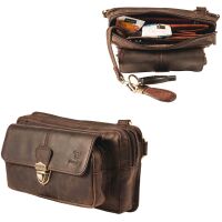 MATADOR Leder Handy Bauchtasche KAIRO 3 in 1 Dunkel Braun