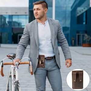 MATADOR Leder Hüfttasche MALAGA XXL Smartphone 7.5 Zoll Dunkel Braun