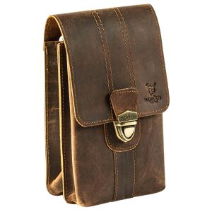 MATADOR Leder Hüfttasche MALAGA XXL Smartphone 7.5 Zoll Hunter Braun
