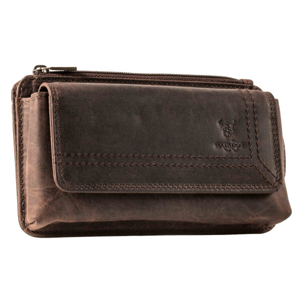 MATADOR Leder Handytasche Magnetverschluss bis 6.9 Zoll Dunkel Braun