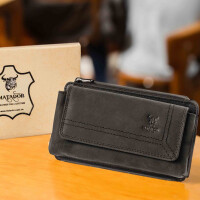 MATADOR Leder Handytasche Magnetverschluss bis 6.9 Zoll Matt Schwarz