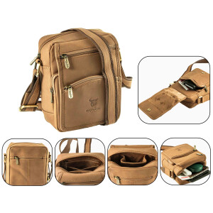 MATADOR AVEIRO Leder Umhängetasche Schultertasche klein Hell Braun