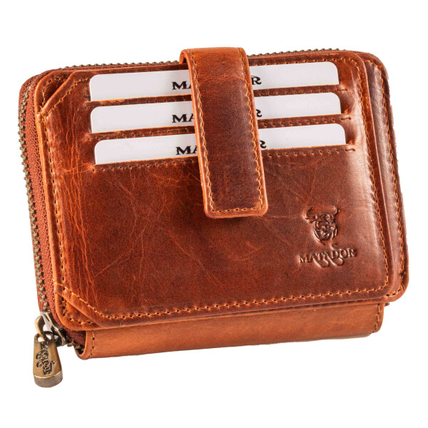 MATADOR Geldbörse Portemonnaie Leder GRANADA NextGen RFID TüV Vintage Braun