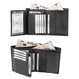 MATADOR VIGO Leder Geldbörse XXL Geldbeutel Herren Carbon Schwarz