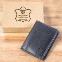 MATADOR VIGO Leder Geldbörse XXL Geldbeutel Herren Brieftasche Blau