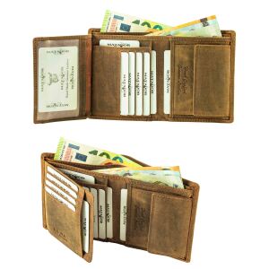 MATADOR VIGO Leder Geldbörse Groß Geldbeutel Herren Hochformat Braun