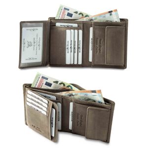 MATADOR VIGO Leder Geldbörse Groß Geldbeutel Herren Brieftasche Grau