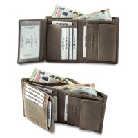 MATADOR VIGO Leder Geldbörse Groß Geldbeutel Herren Brieftasche Grau